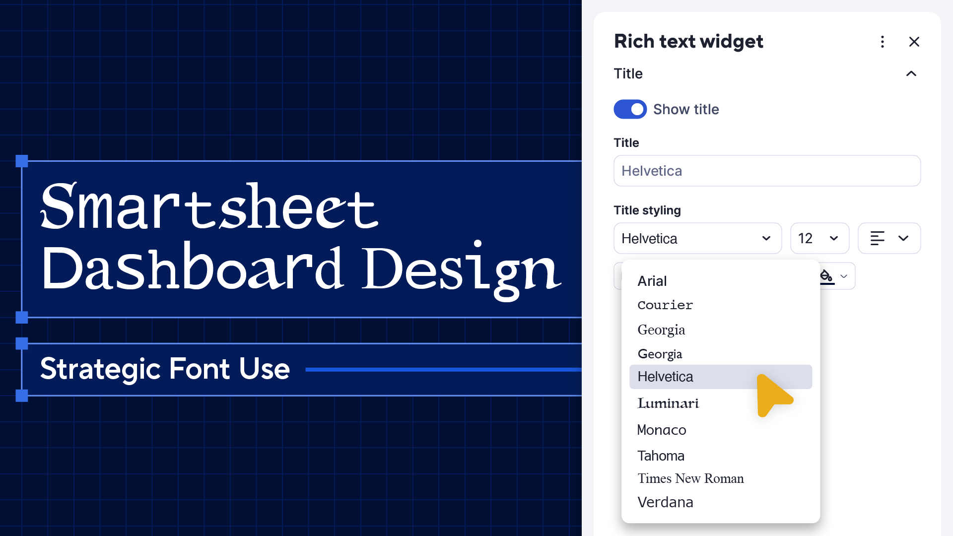 Smartsheet Dashboard Design: Strategic Font Use