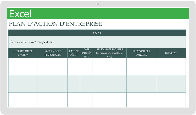 Modèle de plan d'action d'entreprise