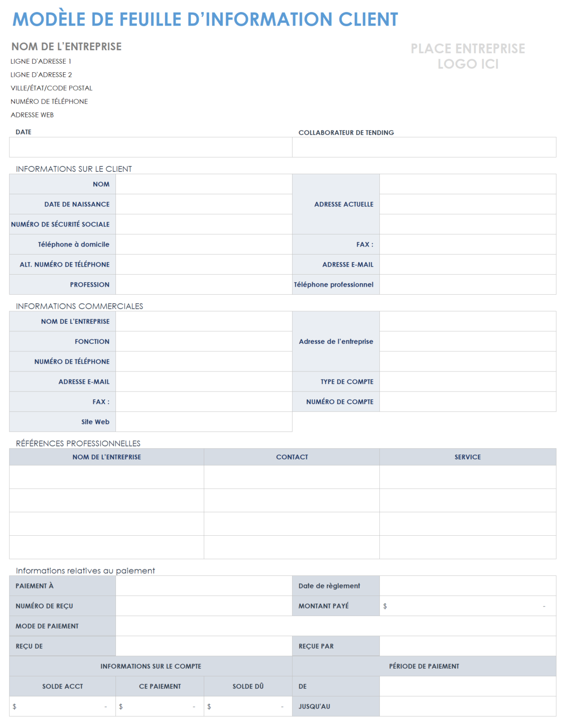 Fiche d'information client