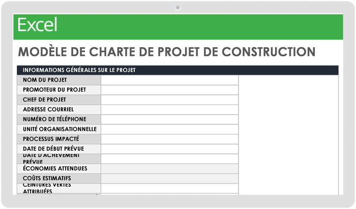  Modèle de charte de projet de construction