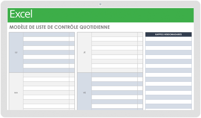 Liste de contrôle quotidienne