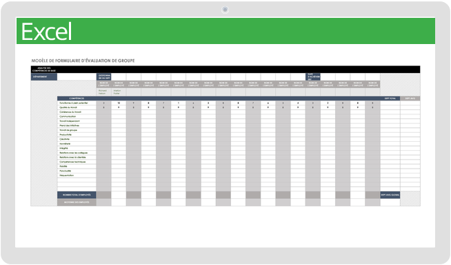 Modèle de formulaire d'évaluation de groupe