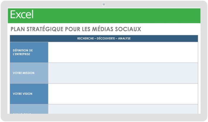 Modèle de plan de stratégie de médias sociaux H2