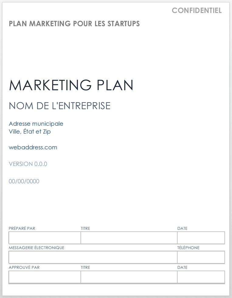 Modèle de plan de marketing pour les startups