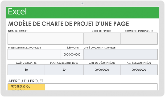  Modèle de charte de projet d'une page