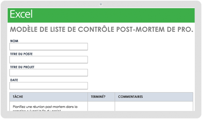 Liste de contrôle post-mortem du projet