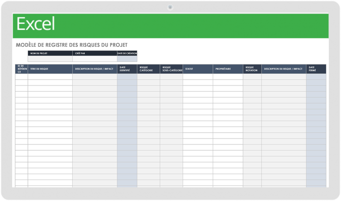  Modèle de registre des risques de projet