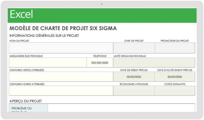  Modèle de charte de projet Six Sigma