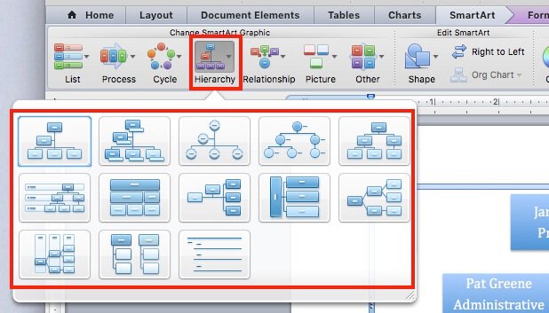 easy org charts word change layout