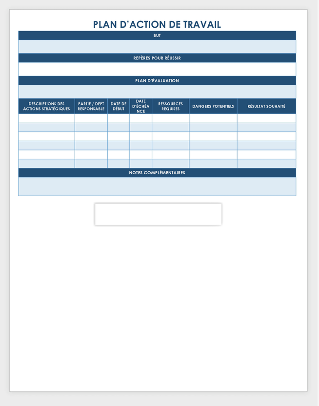 Modèle de plan de travail